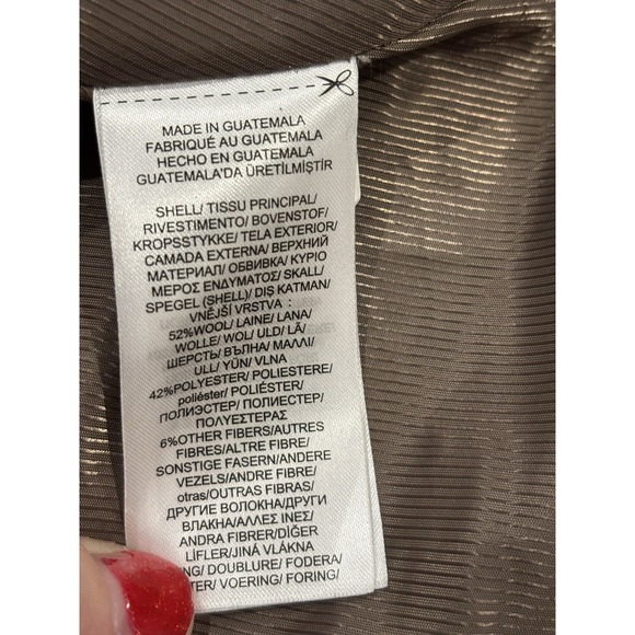 Lauren Ralph Lauren Wool Blend Reefer Merlot Houndstooth Coat Size 14 EUC - Picture 11 of 12